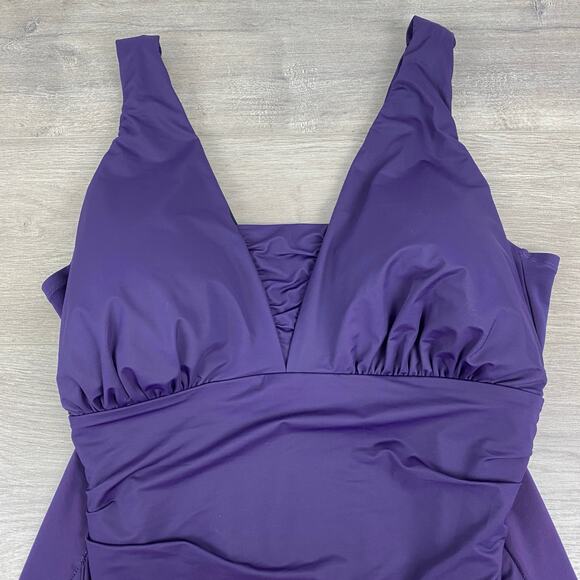 Lands End Purple Slendersuit Grecian Tummy Control One Piece Swimsuit Sz.20W - Picture 6 of 16